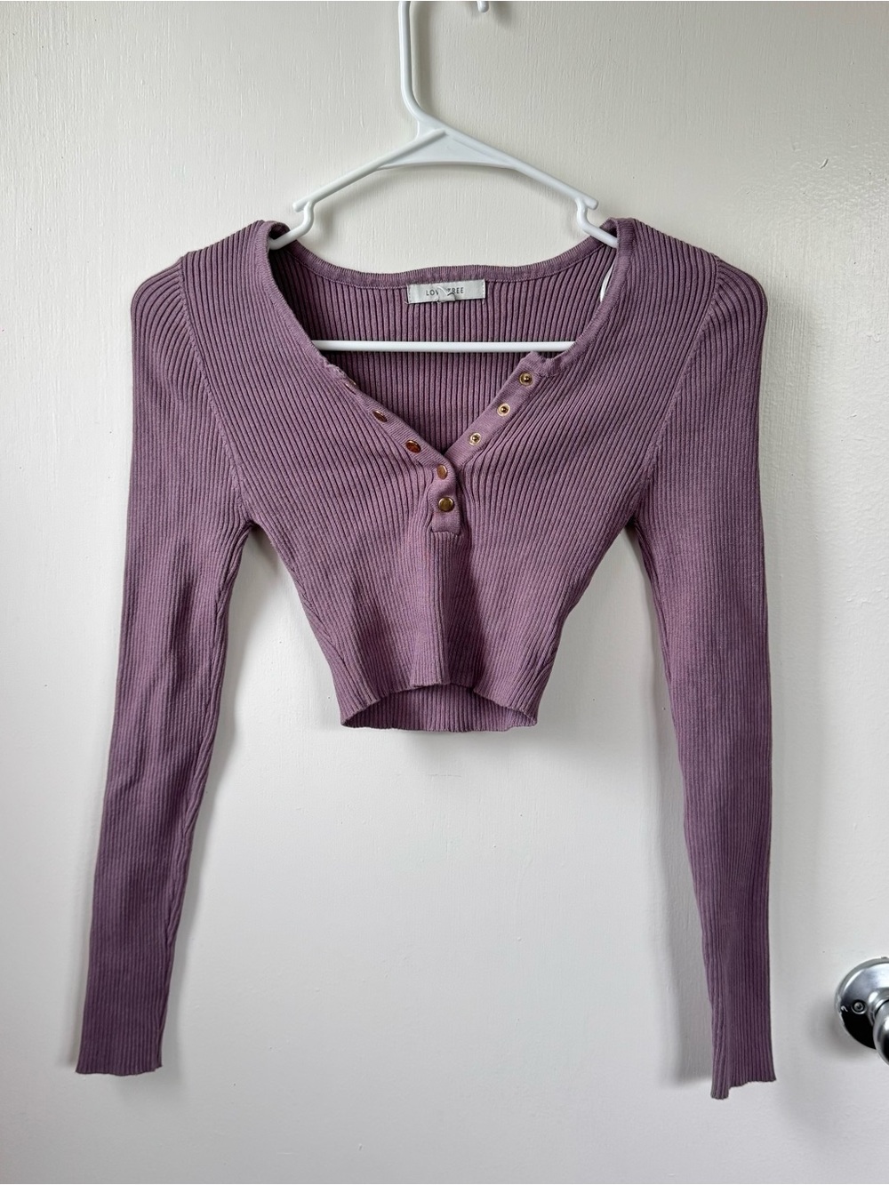 Purple long sleeve crop top size small